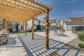 Backyard wooden pergola